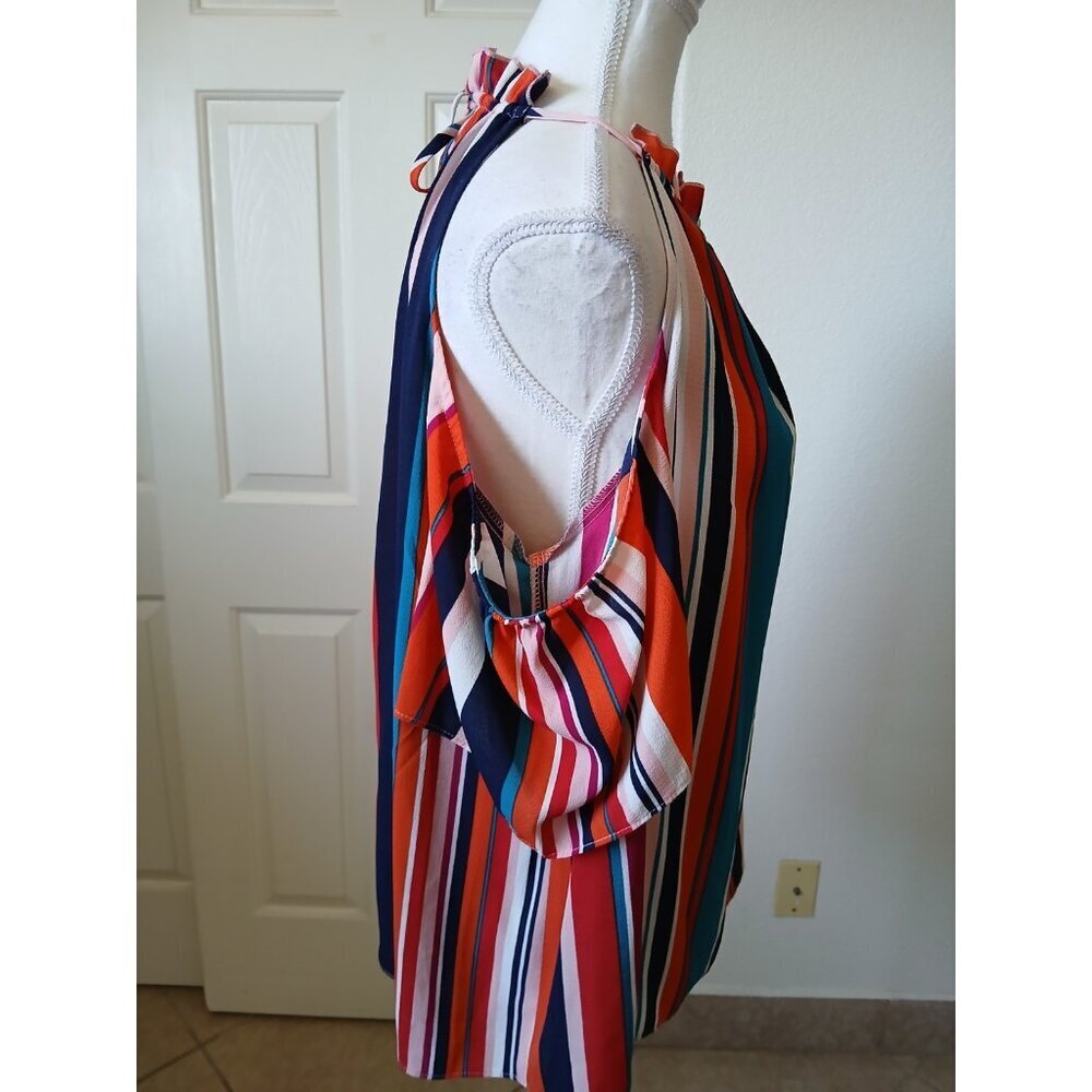 Signature Studio Off Shoulder‎ Blouse Womens XL Multi Colored Flowy Casual Boho - Picture 3 of 15